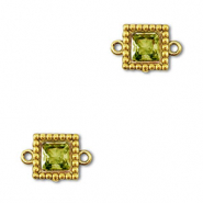 Stainless Steel - Rostfrei Stahl Zwischenstücke Zirkonia Viereck Gold-lime green