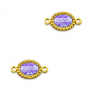 Stainless Steel - Rostfrei Stahl Zwischenstücke Zirkonia Oval Gold-purple
