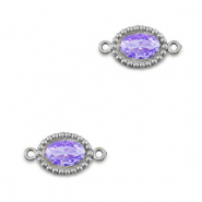 Stainless Steel - Rostfrei Stahl Zwischenstücke Zirkonia Oval Silver-purple
