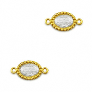 Stainless Steel - Rostfrei Stahl Zwischenstücke Zirkonia Oval Gold-transparent