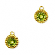 Stainless Steel - Rostfrei Stahl Anhänger Zirkonia Rund Gold-lime green