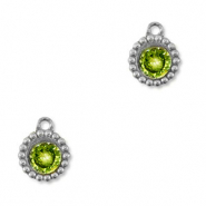 Stainless Steel - Rostfrei Stahl Anhänger Zirkonia Rund Silver-lime green