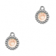 Stainless Steel - Rostfrei Stahl Anhänger Zirkonia Rund Silver-light orange