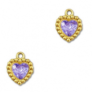 Stainless Steel - Rostfrei Stahl Anhänger Zirkonia Herz Gold-purple