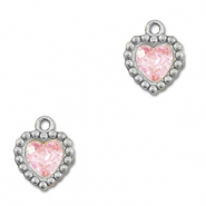 Stainless Steel - Rostfrei Stahl Anhänger Zirkonia Herz Silver-light pink