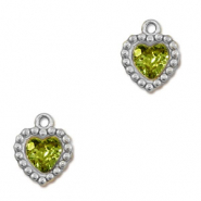 Stainless Steel - Rostfrei Stahl Anhänger Zirkonia Herz Silver-lime green