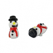 Handbemalt Glasperlen Schneemann White-black-red