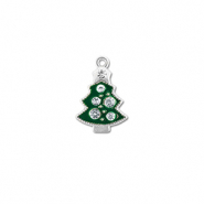 Metall Anhänger Zirkonia Weihnachtsbaum Silber-grün