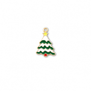 Metall Anhänger Weihnachtsbaum Gold--weiß-grün-gelb