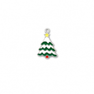 Metall Anhänger Weihnachtsbaum Silber-weiß-grün-gelb