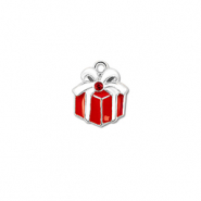 Metall Anhänger Zirkonia Geschenk Silber-rot-weiß