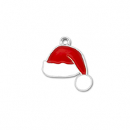 Metall Anhänger Weihnachsmannmütze Silber-rot-weiß