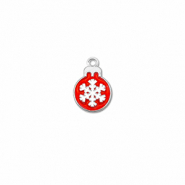 Metall Anhänger Kristbaumkugel Silber-rot-weiß
