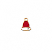 Metall Anhänger Zirkonia Weihnachtsglocke Gold-rot-weiß