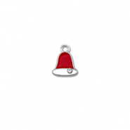 Metall Anhänger Zirkonia Weihnachtsglocke Silber-rot-weiß