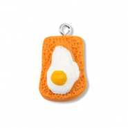 Resin Anhänger Toast mit Ei Orange-white-yellow