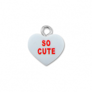 Resin Anhänger Herz "SO CUTE" Light blue-red