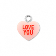 Resin Anhänger Herz "LOVE YOU" Light pink-red