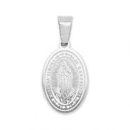 Stainless Steel - Rostfrei Stahl Anhänger Oval Religiöse Silver