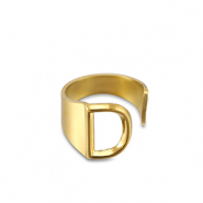 Ringe aus Stainless Steel - Rostfreiem Stahl Buchstabe D Gold
