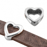 DQ Metall Schieber Herz (für DQ Leder flach 10mm) antik silber (nickelfrei)