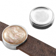 DQ Metall Schieber Fassungen für 12mm Cabochon (für Leder flach 8mm) Antik silber (Nickelfrei)