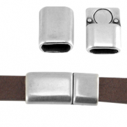 Magnetverschluss DQ Metall für 10mm flach Leder Antik silber (Nickelfrei)