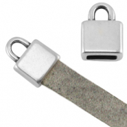 DQ Metall Endkappen viereckig (für 5mm flach Leder) Antik silber (Nickelfrei)