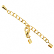 DQ Metall Verlängerungsketten Set mit Karabinerverschluss und 2mm Klemmen Gold (nickelfrei)