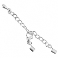 DQ Metall Verlängerungsketten Set mit Karabinerverschluss und 2mm Klemmen Antik silber (nickelfrei)