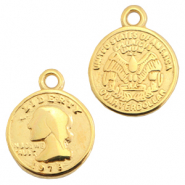 Metall Anhänger DQ Münzen Gold (Nickelfrei)