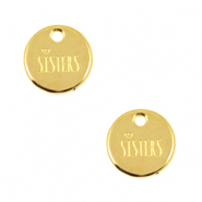 Metall Anhänger DQ 12mm "sisters" Gold (Nickelfrei)