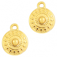 Metall Anhänger DQ rund 11x9mm Gold (nickelfrei)