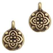 Metall Anhänger DQ mit Blume Antik bronze (Nickelfrei)