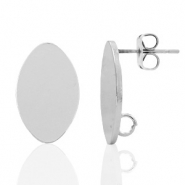 Metall Zubehör DQ Earpin oval 11x18mm Antik silber (nickelfrei)