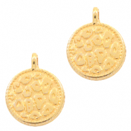 Metall Anhänger DQ Leopardenmuster 12mm Gold (Nickelfrei)
