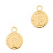 Metall Anhänger DQ Münze 8mm Gold (Nickelfrei)
