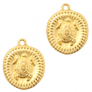 Metall Anhänger DQ Schildkröte Gold (Nickelfrei)