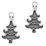 Metall Anhänger DQ Weihnachtsbaum Antik silber (Nickelfrei)