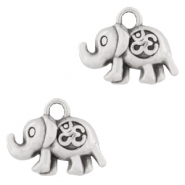 Metall Anhänger DQ Elefant mit Ohm Zeichen Antik silber (Nickelfrei)