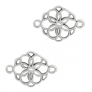 Metall Anhänger DQ Zwischenstück Blume Antik silber (Nickelfrei)