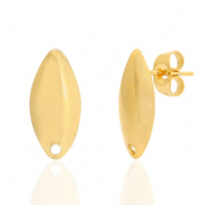 Ohrringe aus Stainless Steel - Rostfreiem Stahl Ohrstecker oval mit &Ouml;se Gold