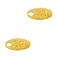 Metall Anhänger DQ Tag "handmade" Gold (Nickelfrei)