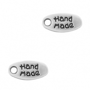 Metall Anhänger DQ Tag "handmade" Antik silber (Nickelfrei)