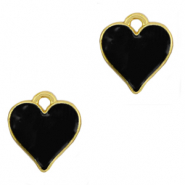Metall Anhänger DQ Herz Gold-schwarz (Nickelfrei)