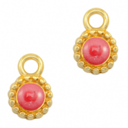 Metall Anhänger DQ Pearl coral pink-gold (Nickelfrei)