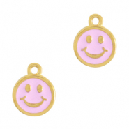 Metall Anhänger DQ Smiley Gold-light pink (Nickelfrei)