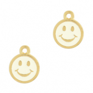 Metall Anhänger DQ Smiley Gold-ivory white (Nickelfrei)
