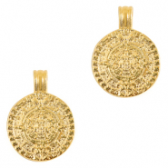 Metall Anhänger DQ Disc Maya's 16mm Gold (Nickelfrei)