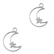 Metall Anhänger DQ Moon and Star Antik silber (Nickelfrei)
